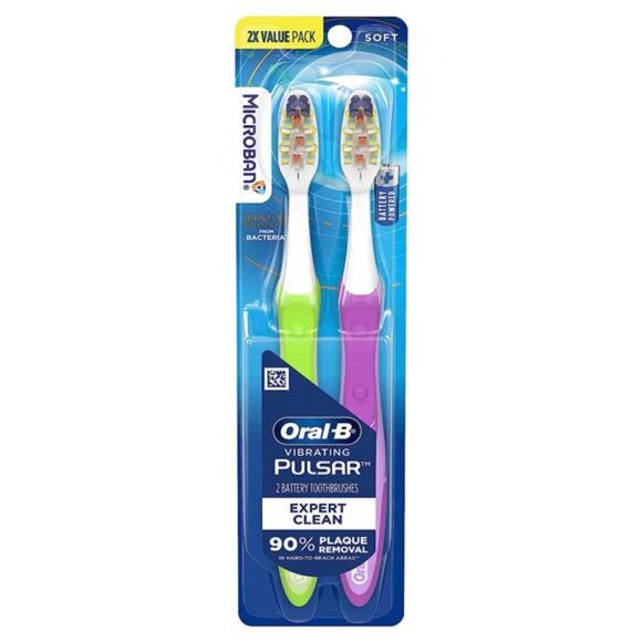 Oral-B Pro-Health Pulsar Battery Toothbrush, Soft, Blue , 2 Count (Pack of 1) - Picture 1 of 8